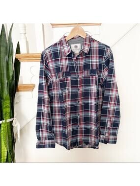 On The Byas Red & Blue Plaid Button-Up Long Sleeve Shirt Size Small